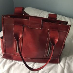 Red leather work bag